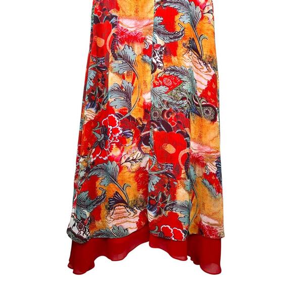 FLORYDAY Maxi Dress Cap Sleeve Floral Abstract Print in Multicolor Women's Large - Picture 10 of 11